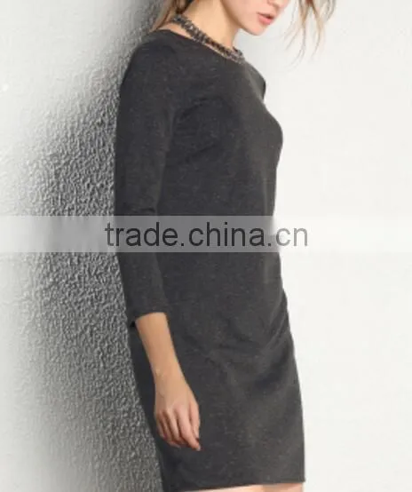 Long Sexy Lady Furcal Straight Skirt/V Collar Simple in the Back Skirt photo-3