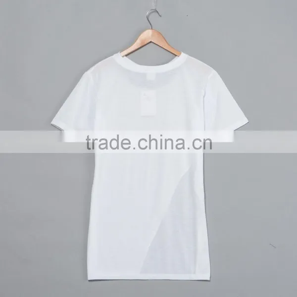 Fashion Lady Side Slits Asymmetric Hem T-shirt .sublimation Blanks. Print Your Own Design. Real Factory photo-2
