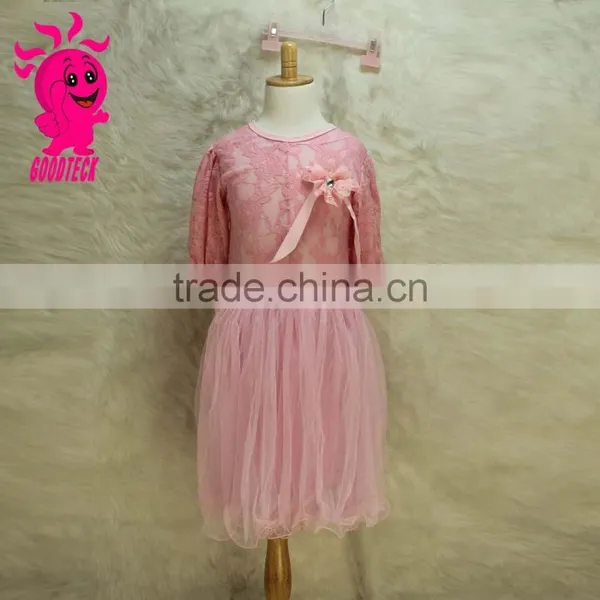 New Model Girl Long Sleeveless Dress Kids Girls Party Dress Peach Dress With Angel Wings photo-3