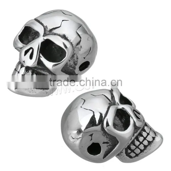 New Design Stainless Steel Skull Beads Charms Crossbones photo-3
