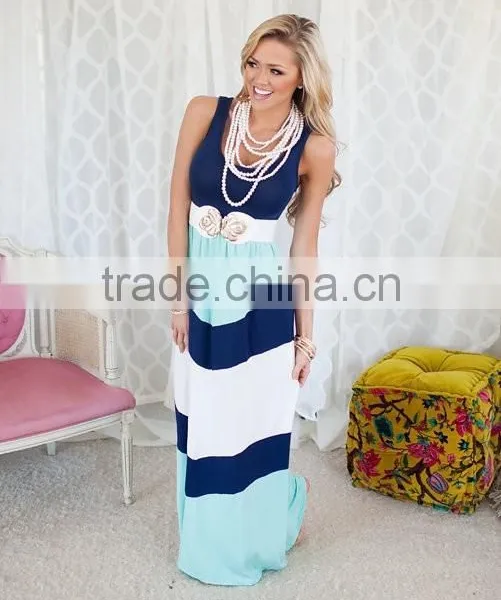 Mommy and me Maxi Dresses Strip Dresses Blue and White Long Dresses photo-2