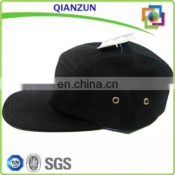 Custom Gold Cotton Hat/ Leather Strap Button 5 Panel Hat Cap photo-4