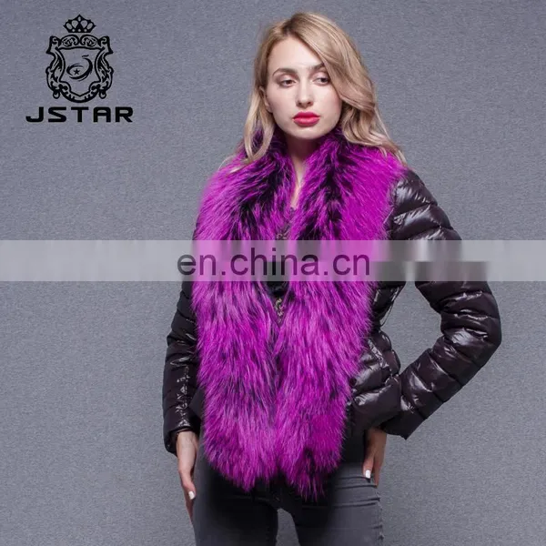 Purple Big LapelJackets Short Model Classic Coat Fur Trimmed Down Coats photo-3