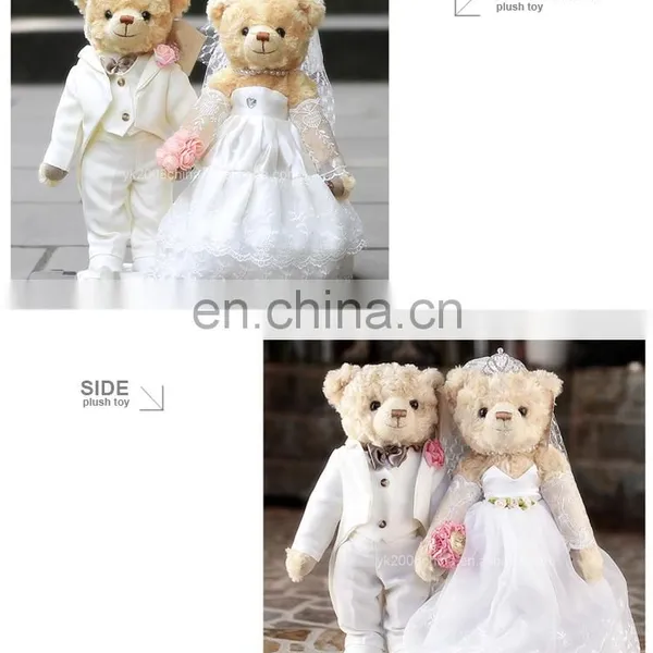 YK OHSAS18001 OEM Romantic Plush Toy Cotton Colorful Handmade PLUSH COUPLE BEARS for Your Unforgettable and Awesome Wedding