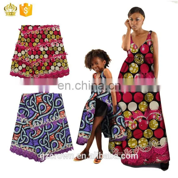 2017High Quality Embroidery French Wax Lace Fabric Cotton Nigeria Real Prints Wax With Cord Lace Fabric for Dress H170111005