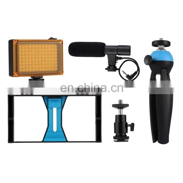 Smartphone Video Holder,LED Studio Light,Video Shot Gun Microphone, Mini Tripod Mount Kits With Cold Shoe Tripod Head for Phone photo-4