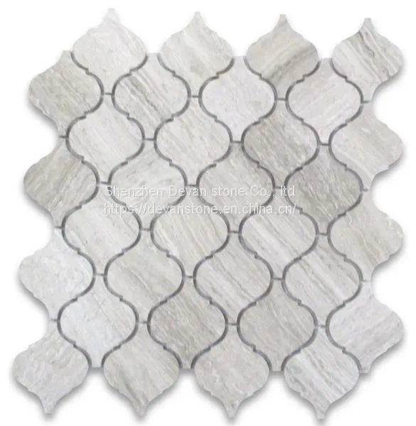 White Wooden Marble Bathroom Wall Mosaic photo-3