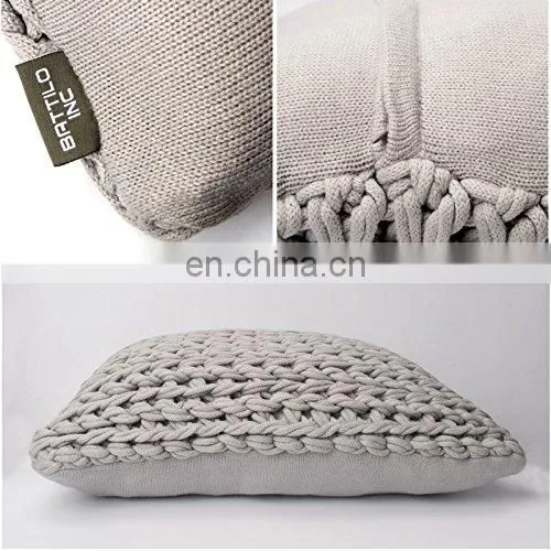 Roving Handmade Knit Grey Cushion Throw Pillow for Home Decor Sofa Chair Bed photo-2