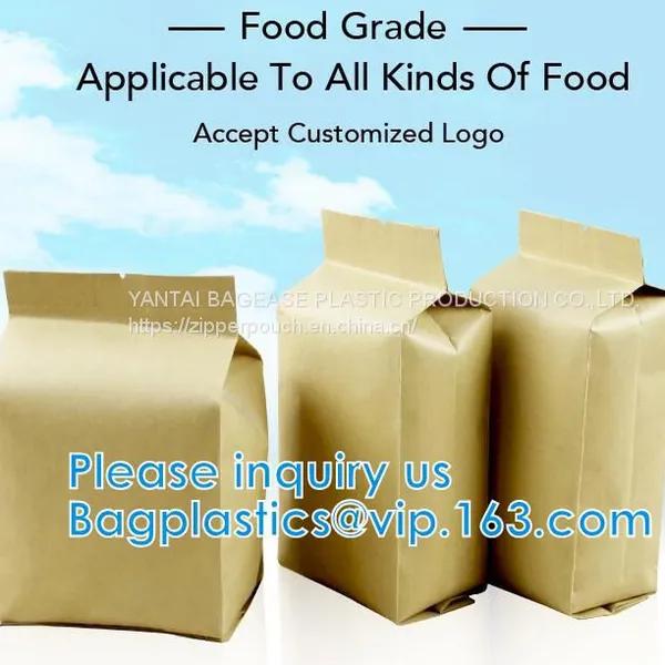 Cookies/biscuits/muffin/bread Snack Packaging Bag Custom Printed Clear Plastic Bread Bags,Square Bottom Kraft Paper Pack photo-5