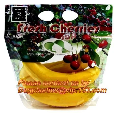 Printed Zip Lock Plastic Cherry Bags Fruit Bag, Fruit Cherry/grape Bag, Fruits / Cherries Special Vent Holes Packaging p