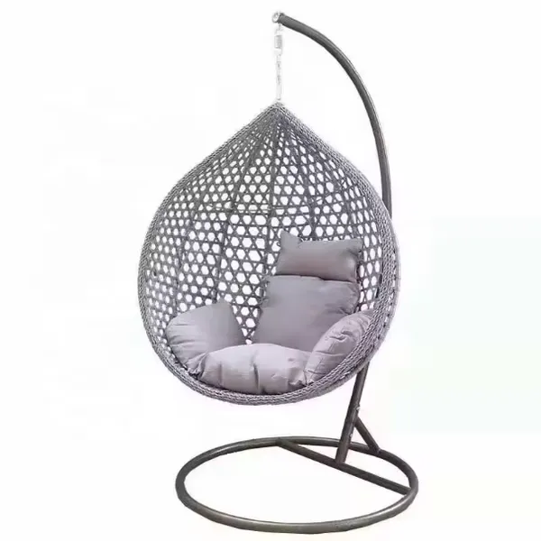 High Quality PE Rattan Metal Stand Patio Hanging Swing Egg Chair for Outdoor or Garden photo-3