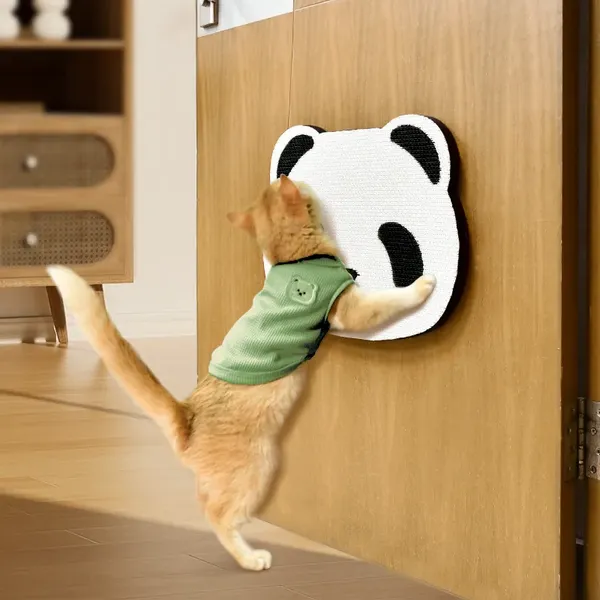 MEOW LOVE Panda-Shaped Cat Scraper The Cat Corrugated Scraper of The Vertical Can Be Attached Wall Decorate Without Shavings. photo-4