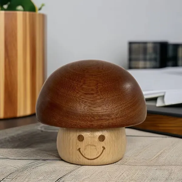 Music Box Mushroom Ornaments Solid Wood Music Box photo-4