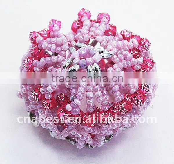 Fashion Scrunchies With Lt.rose and Red Beads,hairband