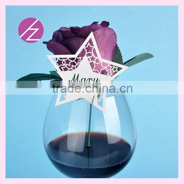 Laser Cut! Butterfly Place Wedding Card for Wine Glass Laser Out Place Card for Wine Glass Five Star Design JK-78 photo-3