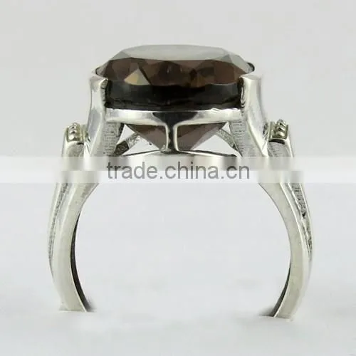 Classy Smoky Quartz Ring, Gemstone Silver Jewellery, Fine Silver Jewellery photo-2