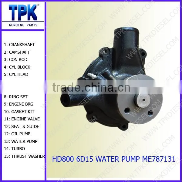 6D15 6D15T Water Pump ME787131, HD800-5/7 HD900-5/7 Engine Parts
