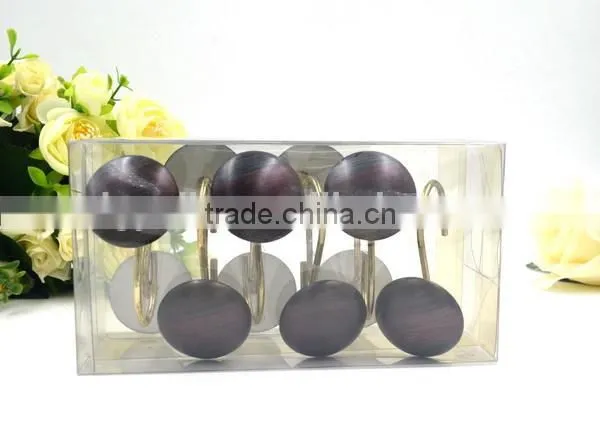 Semi Sphere White and Black Stripe Polyresin Bathroom Shower Curtain Hooks photo-5