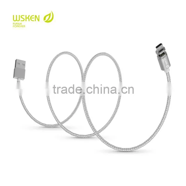 WSKEN X-Cable Metal Mini 2 2in1 Magnetic Cable For Iphone 5s/6s/6plus/Samsung S7edge/s7 1m 2.4A LED Indicator Light Nylon Cable photo-2