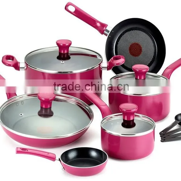 Best Selling Pink Color Aluminum Non-stick & Ceramic Cookware Set photo-2