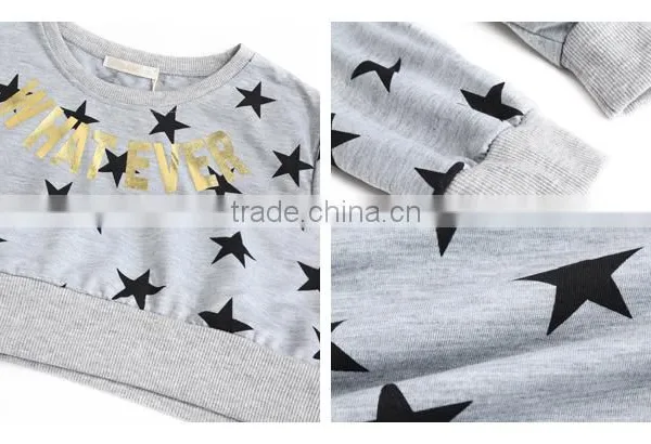 Newest Lady Letter And Star Printing Long Sleeved Top for Girls photo-6