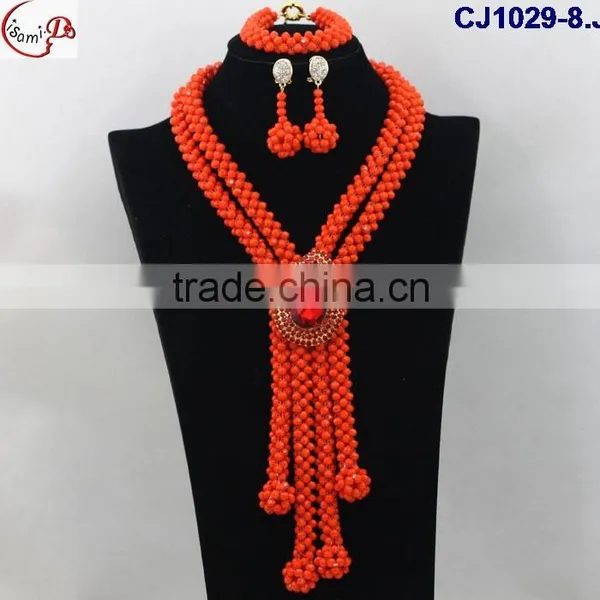 CJ1029 Orange Latest Italian Fashion Top High Quality Various Design Hand- Weaved Jewelry Matching Dress for Party/wedding photo-4