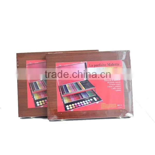 Wooden Box Coloring Set With 3 Layers of 91pcs photo-3