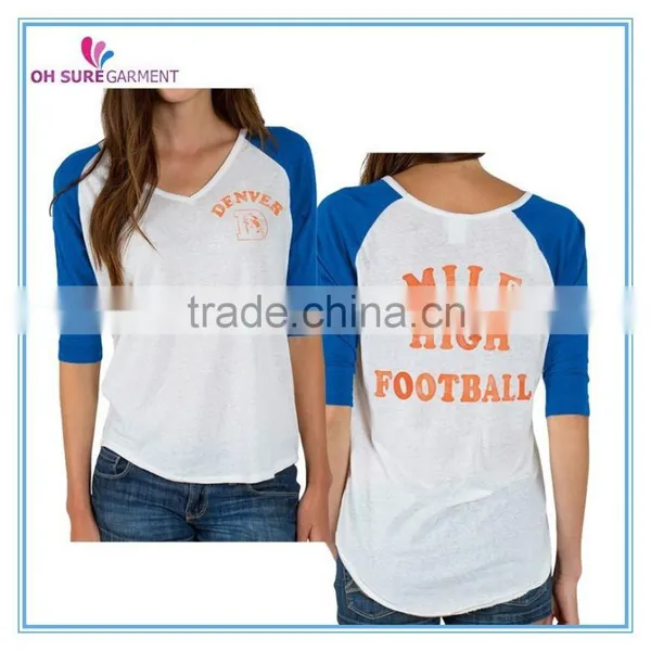 100% Cotton Rayon Womens Raglan t Shirt