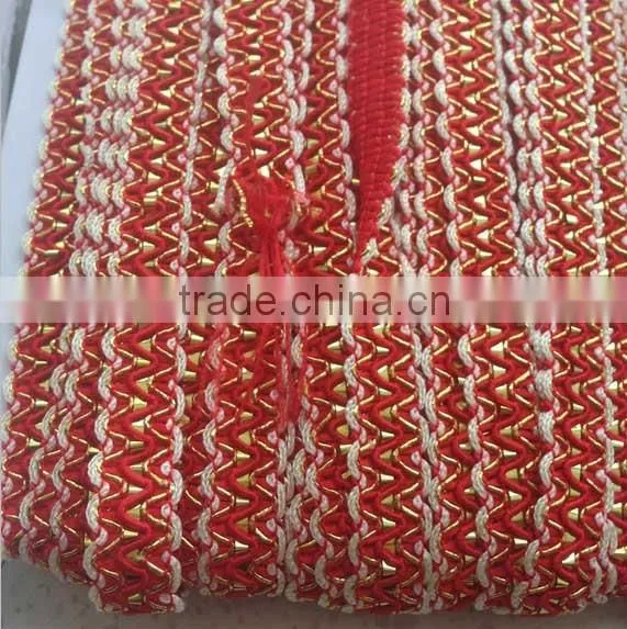 Golden Metallic Thread Tinsel Pretty Decorative Red Braid Trimming photo-2