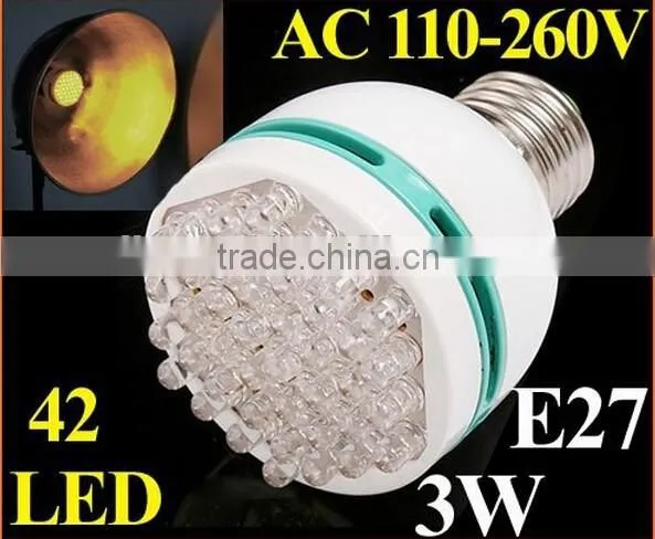 3W Energy Saving E27 LED Lamp 42 Pcs LED Bulb Light With Blue/green/yellow Light Color Choice Led Lighting photo-2