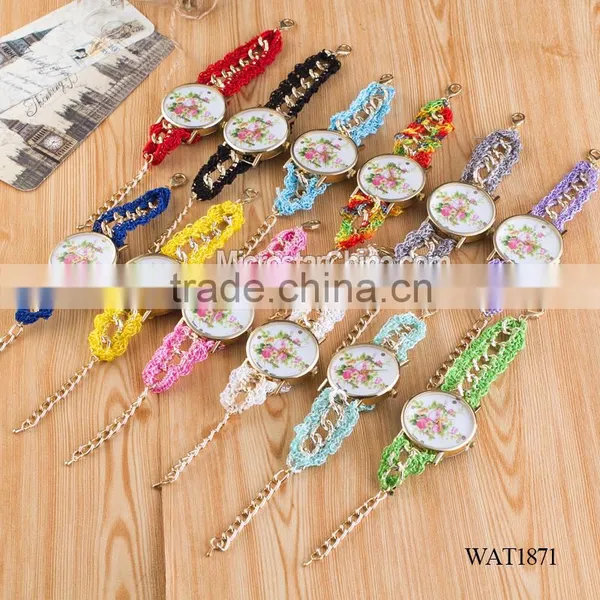 DIY Hand Made Woven Chain Flowers Watch Women photo-6