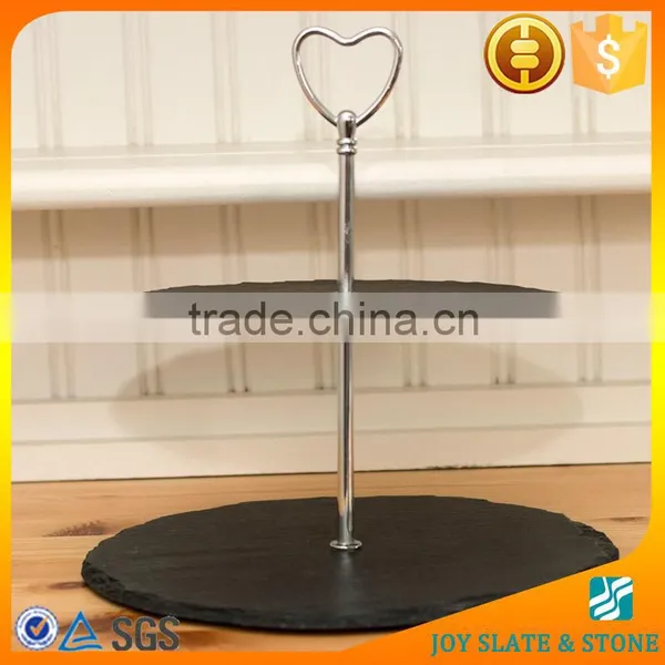 Natural Black 2 Tier Slate Cake Stand photo-2