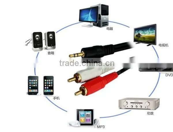 Bentaf Digital Stereo Plug Audio 3M Video Cable 3.5mm to 2RCA photo-5