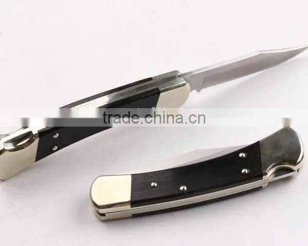 OEM 440 Stainless Steel Folding Backlock Knife With Brass Handle photo-3