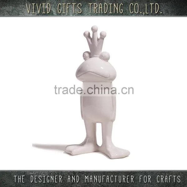 White Porcelain New Items Standing Frog in Outdoor Garder Decor