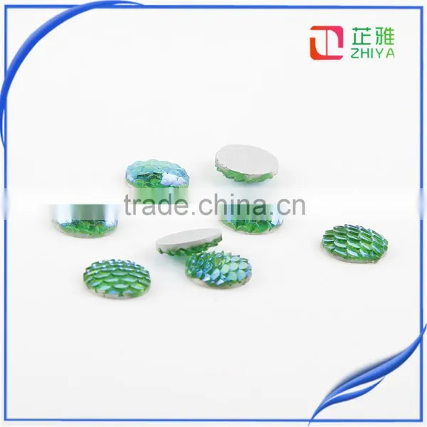 2016 Wholesale Round AB Color Fish Scale Carved Resin Dome Seals Cabochon photo-4