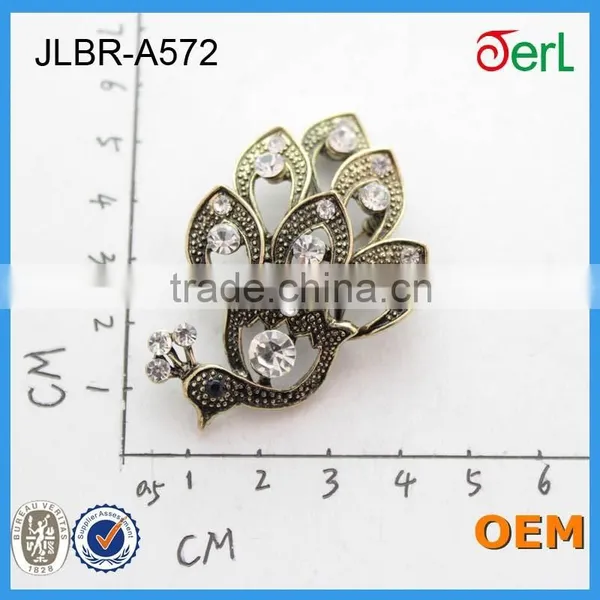 Handmade Accessories Women Brooch Big Peacock Shape Crystal Rhinestone Brooch photo-4