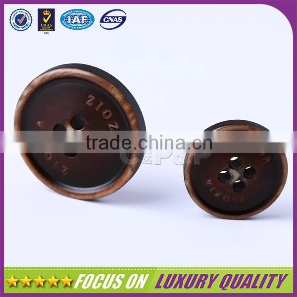 Brown 4 Holes Sewed Custom Logo Engraved Resin Fashion Button photo-2