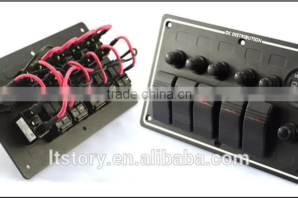 5 GANG LED Waterproof Rorcker Switches Aluminum Panel With Digital Voltmeter photo-3