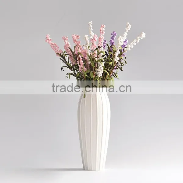 Wholesale Home Decoration Stripe White Ceramic Flower Vase photo-2