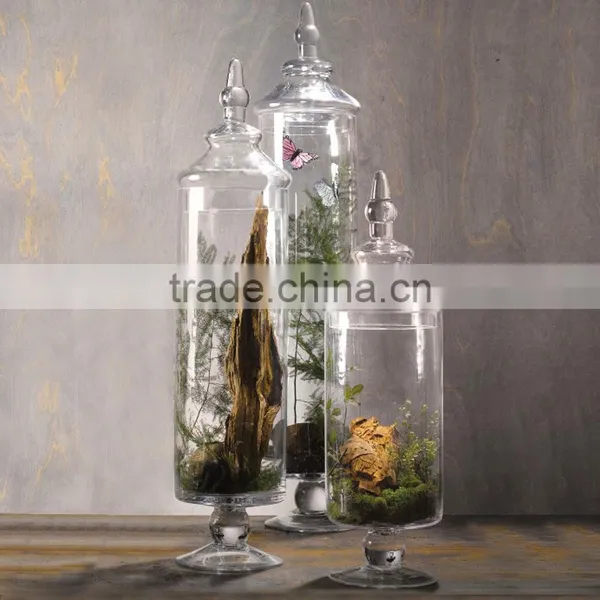 Tall Wedding Table Centerpieces European Goblet Shaped Terarium Glass Jars With Lid photo-3