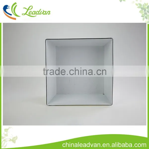 Custom Miniature Mini 10cm 12cm Small Indoor Square Table Metal White Flower Plant Pot for Home Decor photo-3