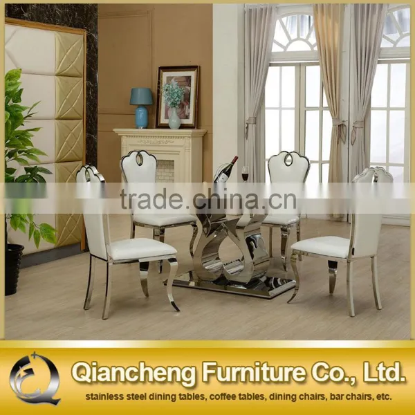 Fancy Mirror Silver Heart Shape Base Glass Resturant Dining Table photo-4