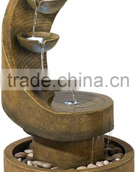 Modern Curved Cascading Zen Fountain With LED Light photo-2