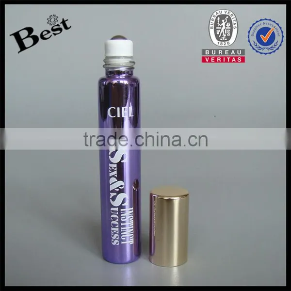 Best Sellers Cosmetic Packaging Purple UV Glass Bottle Roll on 8ml High Quality Silk Screen Printing Roll on Tube Perfume Bottle photo-2