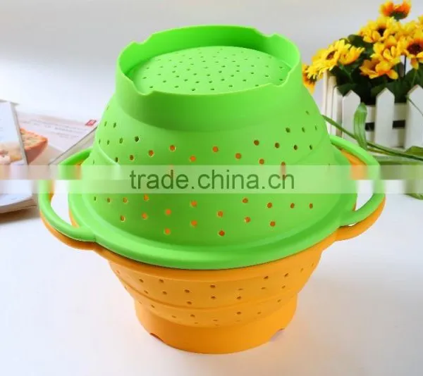 Silicone Birdbath Folding Bowls Kitchen Basket Wash Basin Silicone Basket photo-2