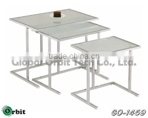 Home Furniture Steel Center Table Modern Glass Nesting Table photo-4