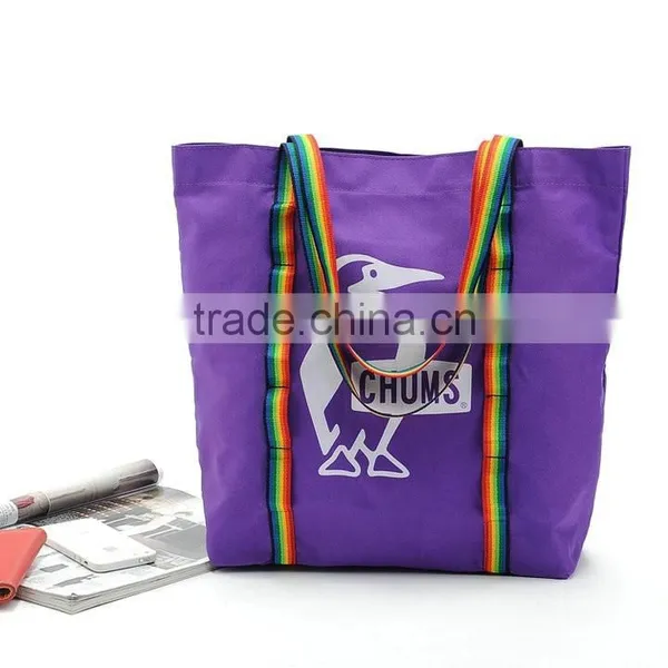 ECO Friendly Women Pop Nylon Shopping Tote Bag With Handle Stich To Bottom photo-2