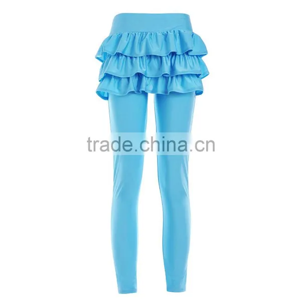 Hot Selling Red Blue Black False Two-piece Pant Legging With Skirt Women's Fashion Leggings With Mini Skirts photo-2