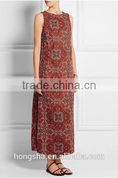 Fashion Sleeveless Vintage Boho Dress Latest Women Linen Dress HSD6672 photo-2